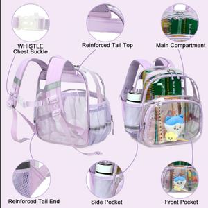 <span class=keywords><strong>Mochila</strong></span> <span class=keywords><strong>Transparente</strong></span> Impermeable Pequeña con Logotipo Personalizado para Niños Pequeños, Bolsa Escolar de PVC <span class=keywords><strong>Transparente</strong></span> para <span class=keywords><strong>Preescolar</strong></span>, Mini <span class=keywords><strong>Mochila</strong></span> para Guardería al por Mayor - Product Image 3