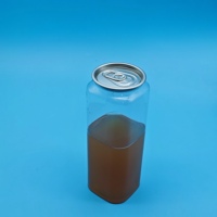 Bouteilles carrées populaires en plastique PET de 500 ml pour jus et bière avec couvercle facile à ouvrir, bouteilles de soda et de boissons transparentes vides en plastique, canettes faciles à ouvrir
