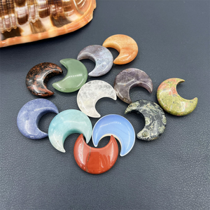 High Quality Natural Healing <strong>Chakra</strong> <strong>Stones</strong> Crystal Moon Carved <strong>Engraved</strong> Gemstone Mini Crescent Shape Jewelry Pendant - Product Image 4
