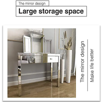 Table console à 2 tiroirs avec miroir, argentée, pour entrée, coiffeuse, maquillage, chambre à coucher, hôtel, villa, occasionnelle, côté canapé, entrée