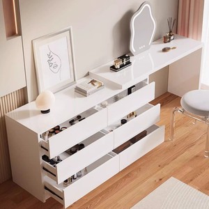 <span class=keywords><strong>Commode</strong></span> en bois blanc réglable, meuble de rangement latéral, coiffeuse moderne de luxe avec miroir LED pour chambre à coucher - Product Image 3