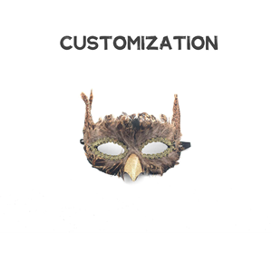 Fabbricazione di mezza faccia Anime con <span class=keywords><strong>gufo</strong></span> di uccelli <span class=keywords><strong>maschera</strong></span> di piume di carnevale di Halloween maschere per feste di carnevale con naso nero oro maschere per animali su misura per donne uomini - Product Image 3