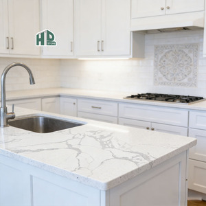 Piano <span class=keywords><strong>Cucina</strong></span> in Quarzo Cinese HD Stone, Produttore <span class=keywords><strong>di</strong></span> Lastre in Quarzo Bianco Venus Calacatta - Product Image 5