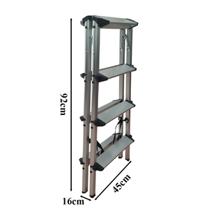 <span class=keywords><strong>Escalera</strong></span> Plegable Multifuncional de Aluminio de Doble Cara con 4 Peldaños, Diseño en Espiga, Ahorra Espacio, <span class=keywords><strong>para</strong></span> Uso en el Hogar/Cocina - Product Image 6