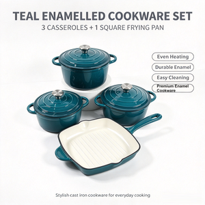 Ensemble de casseroles antiadhésives 4 pièces, casseroles de cuisson, compatibles four, en fonte, pour cuisinière à <span class=keywords><strong>induction</strong></span> et à gaz - Product Image 2