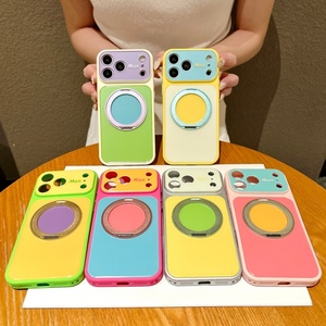 เคสโทรศัพท์แม่เหล็กสีสันตัดกันสุดฮิตสำหรับ iPhone 17 13 14 15 16 Pro Max แบบ 360 องศา °   ฝาครอบป้องกันขาตั้งแบบวงแหวนโลหะ - Product Image 2