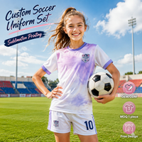 Ensemble de maillots de football personnalisés pour enfants, sublimation, rose et blanc, dégradé à pincel, respirant, extensible dans quatre directions, séchage rapide