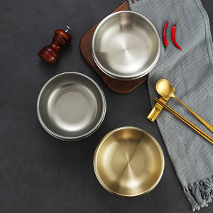 Stainless Steel Bowl Set 5Pcs Gold Silver Color Restaurant Kitchen Use Hotel Food Serving Bowls - Product Image 2