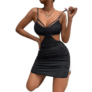TOB 2022 New Sleeveless Shirt Dresses Women Casual Womens Dresses Wholesale Clothing Woman Black Dresses 21937