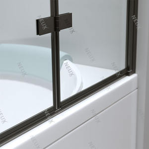 Écran de <span class=keywords><strong>baignoire</strong></span> en verre trempé facile à nettoyer à 3 panneaux de 6mm Écran de <span class=keywords><strong>baignoire</strong></span> pliant à charnière noire avec bande étanche - Product Image 4