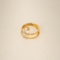 Nouvelle bague de créateur AW BOHO à double rangée de zircone ovale transparente avec fermoir, Dazan 2027 HOT, en acier inoxydable plaqué or 18 carats PVD, bijoux pour femme