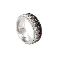 Vente en gros d'anneaux en acier inoxydable de 8 mm avec zircon brillant coloré incrusté, anneaux dégradés exquis avec strass multicolores pour femmes, cadeau