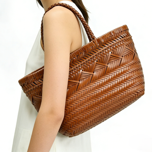 Sac à bandoulière en <span class=keywords><strong>cuir</strong></span> tressé grande capacité, fourre-tout tendance pour femme, idéal pour les voyages, le travail et l'usage quotidien - Product Image 1