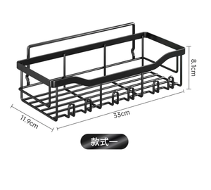 Estante organizador de cocina negro, estante de almacenamiento para baño con montaje en pared sin perforaciones, estante de ducha con marco de esquina negro - Product Image 5