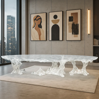 JingYue Table transparente personnalisée de luxe en résine Mobilier artisanal pour espaces commerciaux Hôtels Salons