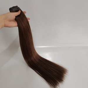 Rambut Remy Brasil Kelas 10A 18 inci Ekstensi Rambut Clip-in Tanpa Sambungan Jahitan Ganda Bebas Kusut Bebas Rontok Rambut Asli Manusia - Product Image 2
