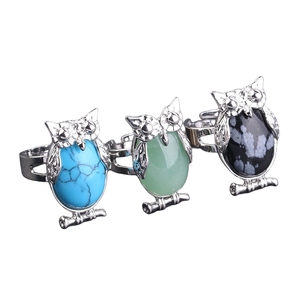 All'ingrosso di alta qualità accessori di gioielli creativi di moda naturale forma ovale <span class=keywords><strong>gufo</strong></span> <span class=keywords><strong>anello</strong></span> - Product Image 4