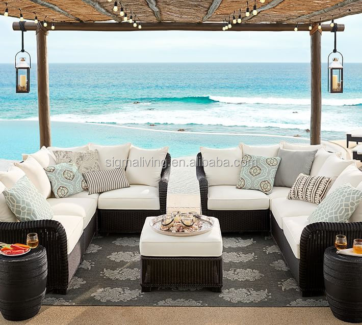New arrival simple design outdoor furniture patio garden L-shape sofa  rattan sofa set