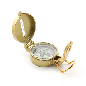 Mini boussole ronde dorée, boussole de poche pour Camping en plein air randonnée avec couvercle boussole magnétique de Style militaire - Product Image 4