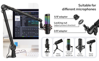Bras de microphone réglable haute performance avec support en alliage d'aluminium et gestion des câbles pour le streaming, le gaming et la diffusion de podcasts