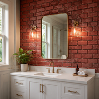 Panel de Pared 3D de PU Ynori, Textura de Ladrillo Rojo, 15/20 mm, 1200x600 mm, para Revestimiento de Cocina, Impermeable, Alta Densidad