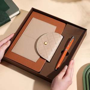 Journal d'affaires en cuir à couverture rigide avec logo personnalisé Journal intime avec boîte et stylo - Product Image 4