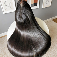 Peluca frontal de encaje HD transparente sin pegamento con cutículas alineadas, grado salón estadounidense, cabello humano virgen vietnamita liso SDD