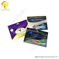 Sacs d'emballage refermables en plastique souple pour leurres de pêche, avec impression personnalisée du logo, pour appâts de pêche, emballage auto-scellant avec fermeture éclair