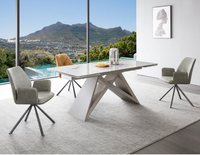 Table de salle à manger extensible, design italien, avec plateau en céramique, base métallique
