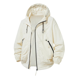 Aoyema <span class=keywords><strong>Veste</strong></span> d'été à fermeture éclair à capuche respirante pour hommes, nouvelle crème solaire personnalisée, ultra-mince, légère et solide, pour l'extérieur, pour vêtements de sport - Product Image 3