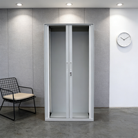 Armoire de classement moderne en acier avec porte à enroulement, meuble de rangement métallique à portes tambour, armoire en fer pour bureau et cuisine (4 compartiments)