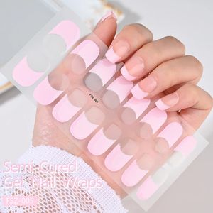 Nude Rose Français Semi-Durci Gel Nail Patch Curseur Adhésif Étanche Longue Durée Couverture Complète Gel Nail Sticker Lampe UV Nécessaire - Product Image 1