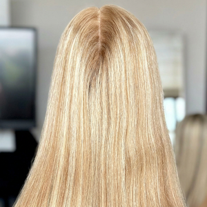 Cheveux vierges européens de luxe, faits à la main, 100% cheveux humains, couleur personnalisée, 8x8 pour topper en dentelle complète, 16 pouces, densité 130% - Product Image 1