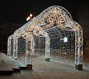 Arche lumineuse LED extérieure IP65, tunnel 3D, décoration de Noël pour place publique, structure en fer, installation facile pour l'extérieur - Product Image 1