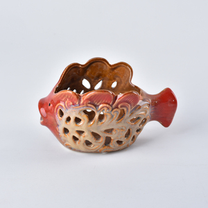 Passoire et égouttoir multifonction en céramique creuse pour poissons et fruits, porte-bougie décoratif coupe-vent, organisateur d'objets de petite taille - Product Image 4