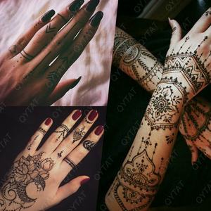 Venta al por mayor elegante misterioso Sexy <span class=keywords><strong>Henna</strong></span> de encaje del tatuaje etiqueta engomada del tatuaje negro - Product Image 1