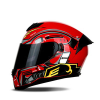 Casques modulables intégraux noirs avec visière personnalisée, cornes de requin et queue relevable pour moto et motocross