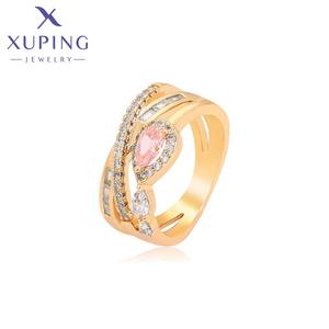 X000669459 Perhiasan XUPING Batu Zirkonia Kubik Sintetis Bentuk Salib Oval Batu <span class=keywords><strong>Pink</strong></span> Cincin Wanita - Product Image 1