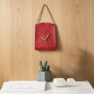 Modern <b>Art</b> <b>Clock</b> Wall Hanging Retro Leather Personalized Living Room Bedroom Silent <b>Clock</b> Trendy Bag-Shaped Creative Wall <b>Clock</b> - Product Image 2