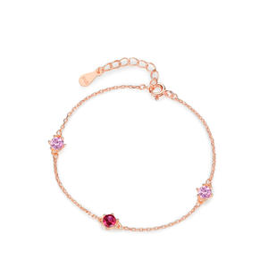 Pulsera de Cadena de Plata de Ley S925 con Diamantes Rojos y Baño de Oro Rosa para Mujer, Joyería de Moda, Versión de Cobre Personalizable - Product Image 1