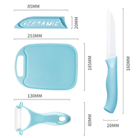 Ensemble de 3 couteaux de cuisine ambidextres en céramique faits à la main avec manches en céramique durables, option logo personnalisé, pour fruits, melon, éplucheur et hachoir