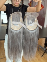 SHY Mini perruque à clipser en cheveux humains Remy, texture Body Wave, avec partie invisible en dentelle, pour professionnels de salon