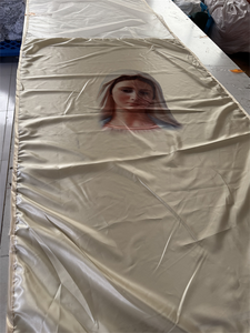 Cofanetto rettangolare in oro vergine maria stampato in oro cattolico tessuto mezzo raso mezzo netto velo bicolore per bara - Product Image 2
