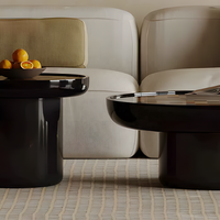 Ensemble de tables basses rondes en laque noire minimaliste italien, durable, écologique, style Wabi-Sabi, meubles de salon de luxe