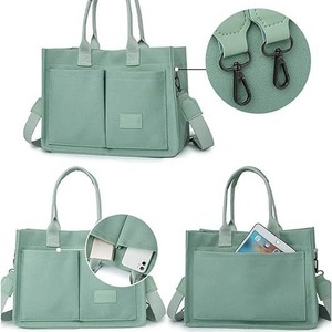 Canvas Tote Bag With Front Pockets Magnetic Closure Shoulder Crossbody Bag For Everyday Use Spring 2024 - Product Image 5