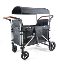 Poussette Double à traction réglable, chariot en plastique avec barre de poignée réglable