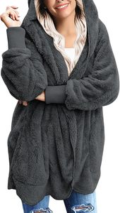 Veste Sherpa ample vintage pour femmes, cardigan long, pulls en molleton duveteux, fausse fourrure, manteaux de maternité grande taille - Product Image 2