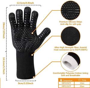 Gants résistants à la chaleur en silicone ignifugé réversibles personnalisés de BBQ pour le gril Premium - Product Image 2