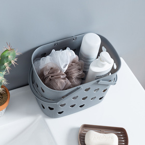 Cesta de ducha escandinava de mano, de plástico, con forma de corazón, para almacenamiento en el baño, gris, azul nórdico, verde nórdico, rosa - Product Image 2