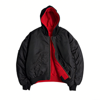 Veste bomber à capuche personnalisée pour homme, streetwear d'hiver, fermeture éclair, nylon épais, polyester, haute qualité, style letterman